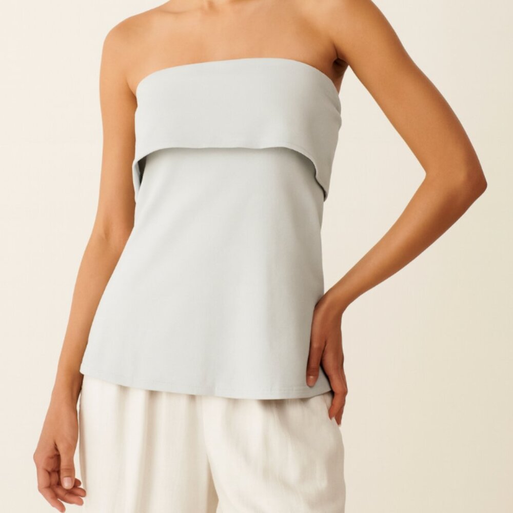 ASOS Strapless Foldover Structured Tube Top Pale Blue NWT Size 0